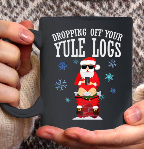 Santa Dropping off Yule Logs Hilarious Christmas Ceramic Mug 11oz