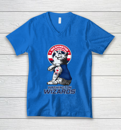 NBA Basketball My Cat Loves Washington Wizards V-Neck T-Shirt 5
