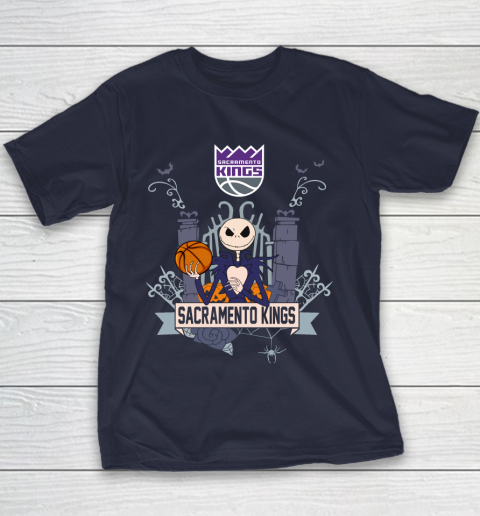 NBA Sacramento Kings Basketball Jack Skellington Halloween Youth T-Shirt 2