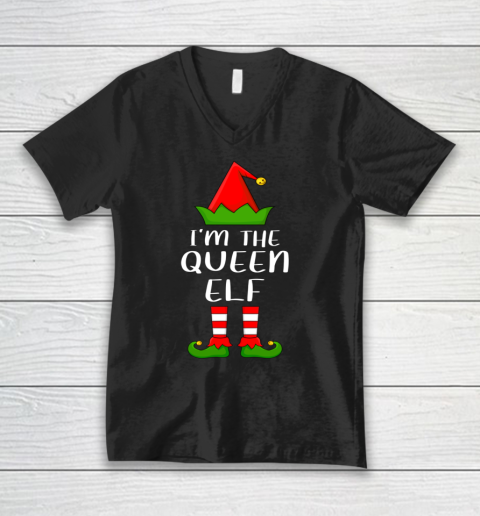 Funny Family Christmas Shirts I'm The Queen Elf Christmas V-Neck T-Shirt