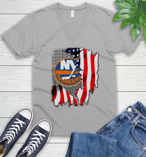 New York Islanders NHL Hockey American Flag V-Neck T-Shirt 3