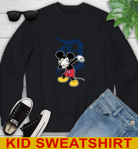 Detroit Tigers MLB Baseball Dabbing Mickey Disney Sports Youth Sweatshirt 2