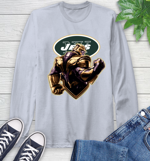 NFL Thanos Avengers Endgame Football Sports New York Jets Long Sleeve T-Shirt 6