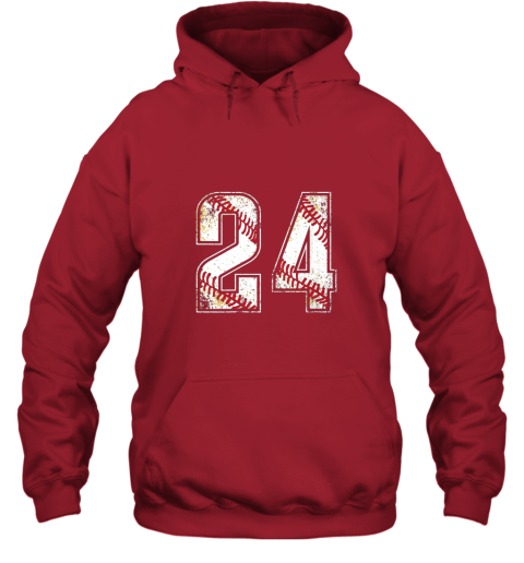 u2zn 24 baseball jersey number 24 vintage retro birthday gift hoodie 23 front red