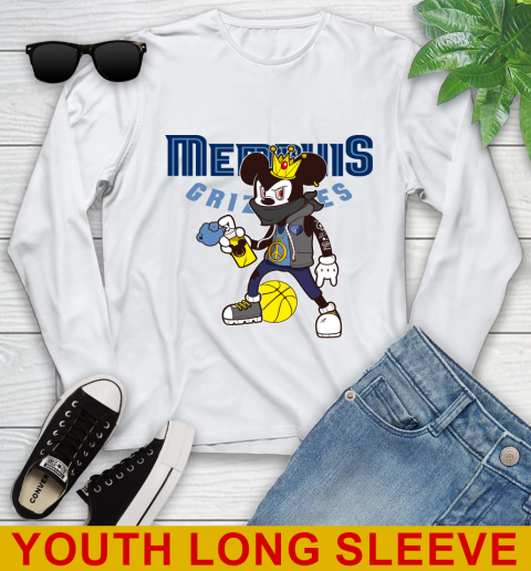 Memphis Grizzlies NBA Basketball Mickey Peace Sign Sports Youth Long Sleeve