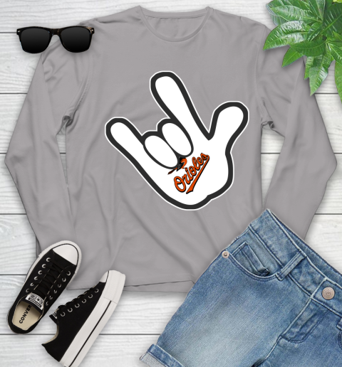 Baltimore Orioles MLB Baseball Mickey Rock Hand Disney Youth Long Sleeve 5