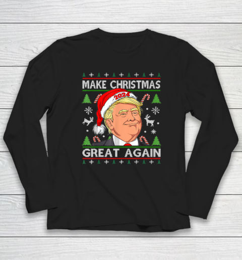 Funny Trump 2024 Make Christmas Great Again Ugly Long Sleeve T-Shirt