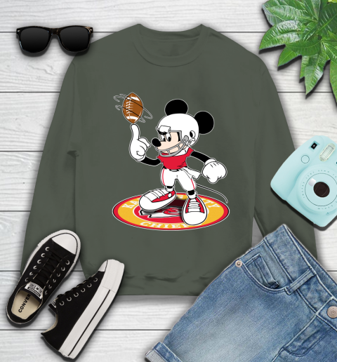 NFL Football Kansas City Chiefs Cheerful Mickey Disney Shirt Youth Sweatshirt 9