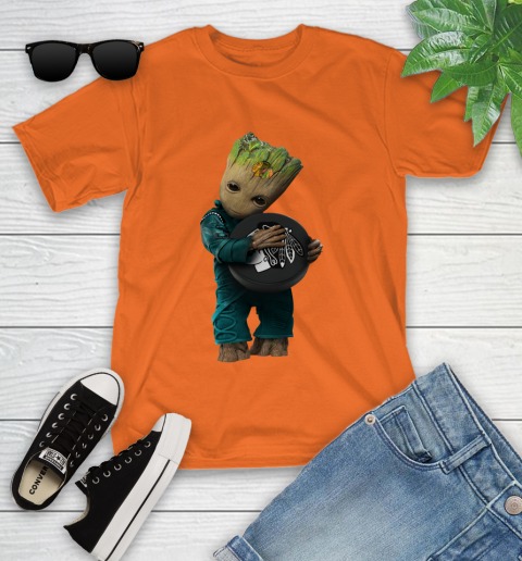NHL Groot Guardians Of The Galaxy Hockey Sports Chicago Blackhawks Youth T-Shirt 7