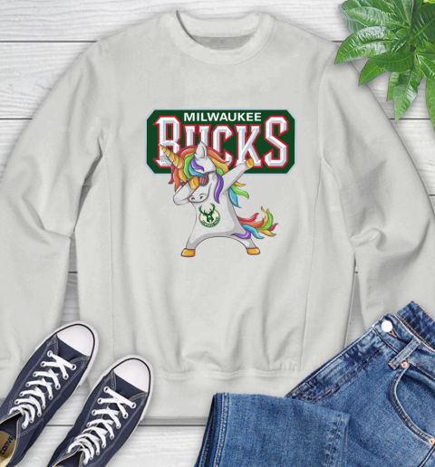 Milwaukee Bucks NBA Basketball Funny Unicorn Dabbing Sports Sweatshirt 5