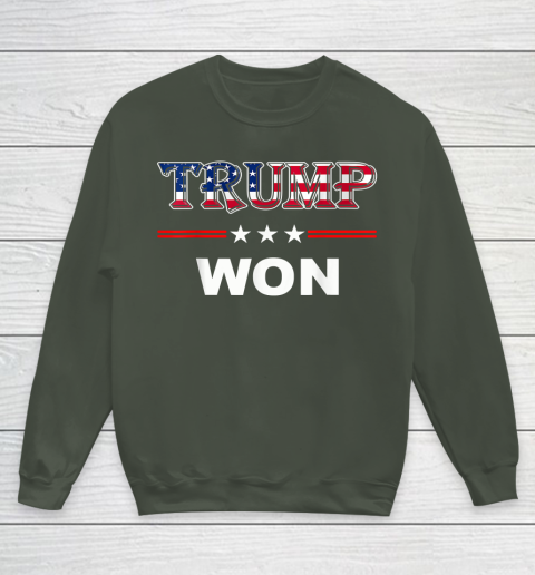 Trump Won T Shirt 4th of July American Flag Youth Sweatshirt 8