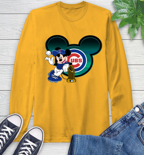 MLB Chicago Cubs The Commissioner's Trophy Mickey Mouse Disney Long Sleeve T-Shirt 3
