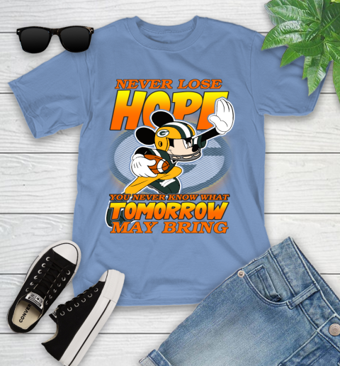 Green Bay Packers NFL Football Mickey Disney Never Lose Hope Youth T-Shirt 15
