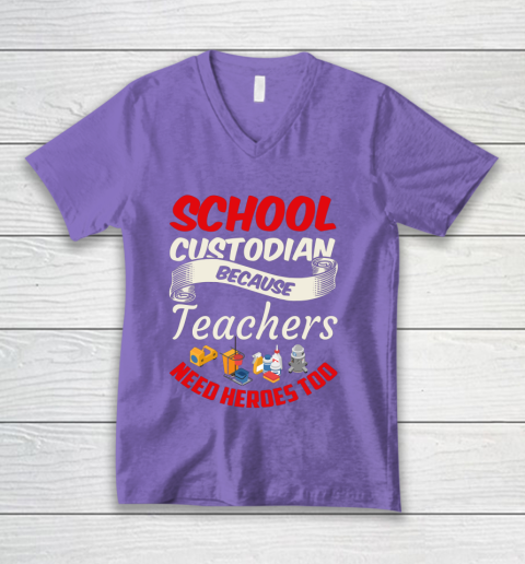 School Custodian Shirt Jokey Funny Saying Custodian V-Neck T-Shirt 8