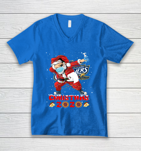 Cleveland Cavaliers Funny Santa Claus Dabbing Christmas 2020 NBA V-Neck T-Shirt 5