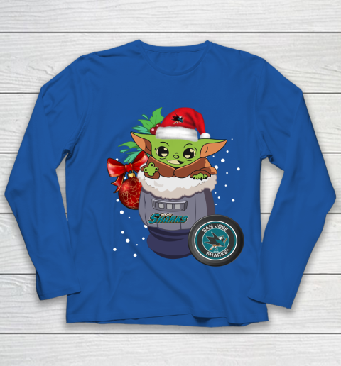 San Jose Sharks Christmas Baby Yoda Star Wars Funny Happy NHL Youth Long Sleeve 9