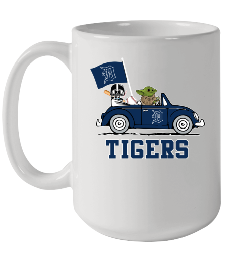 MLB Baseball Detroit Tigers Darth Vader Baby Yoda Driving Star Wars Shirt Ceramic Mug 15oz