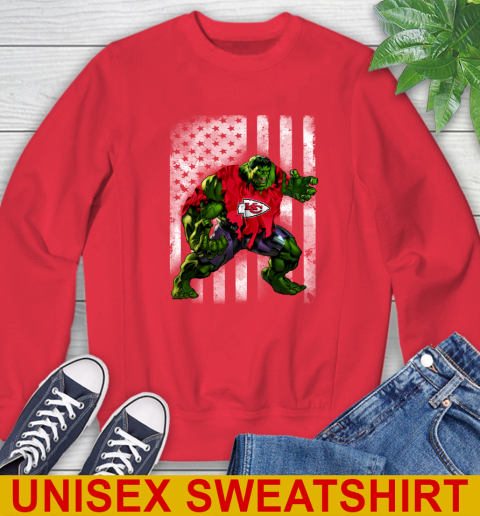 Kansas City Chiefs Hulk Marvel Avengers NFL Football American Flag Sweatshirt 12