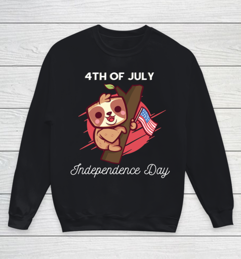 Independence Day 4th Of July American Flag Sloth Youth Sweatshirt