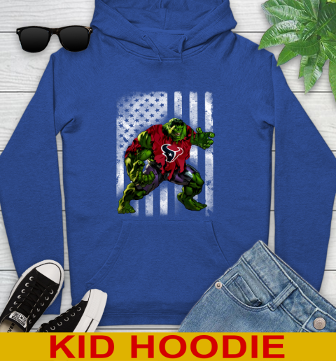 Houston Texans Hulk Marvel Avengers NFL Football American Flag Youth Hoodie 10