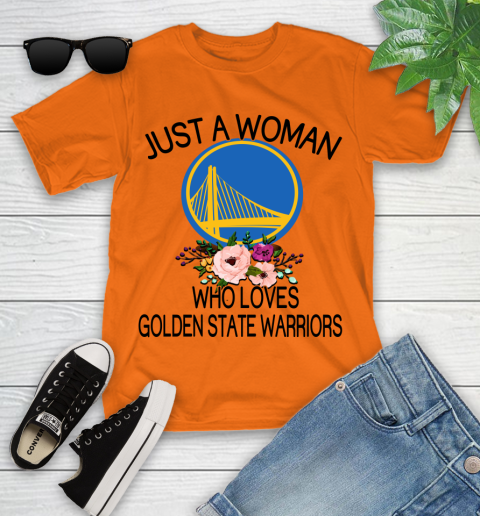 NBA Just A Woman Who Loves Golden State Warriors Basketball Sports Youth T-Shirt 4