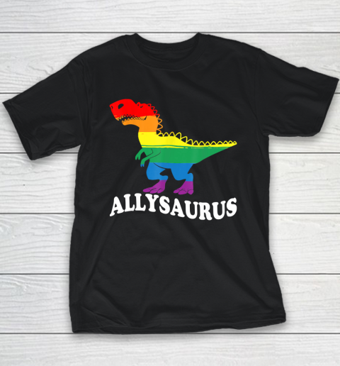 Allysaurus Dinosaur Rainbow Flag For Ally LGBT Pride Youth T-Shirt