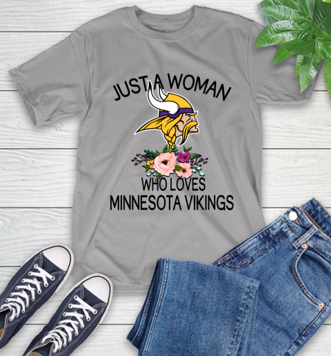 NFL Just A Woman Who Loves Minnesota Vikings Football Sports T-Shirt 4