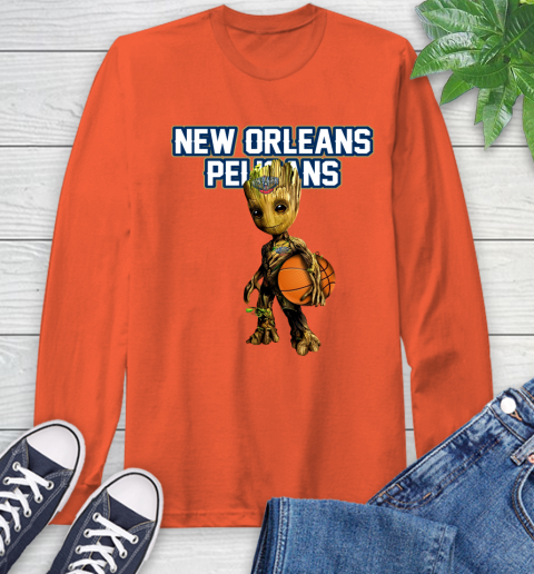 New Orleans Pelicans NBA Basketball Groot Marvel Guardians Of The Galaxy Long Sleeve T-Shirt 5