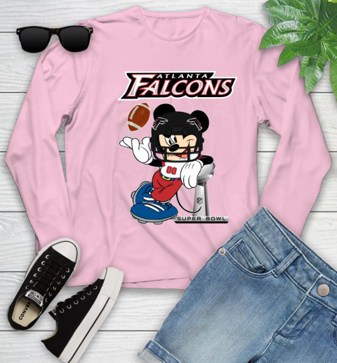 NFL Atlanta Falcons Mickey Mouse Disney Super Bowl Football T Shirt Youth Long Sleeve 10