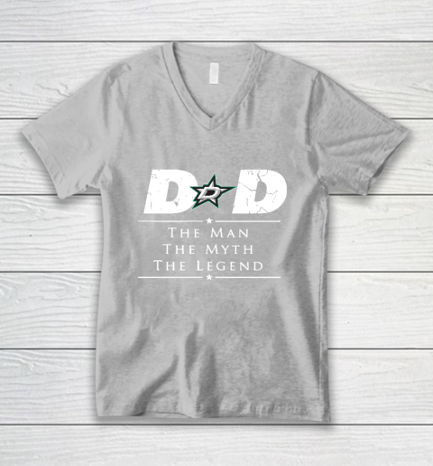Dallas Stars NHL Ice Hockey Dad The Man The Myth The Legend V-Neck T-Shirt 3