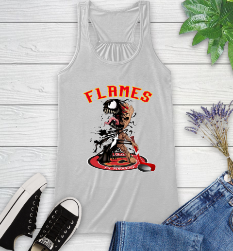 NHL Calgary Flames Hockey Venom Groot Guardians Of The Galaxy Racerback Tank