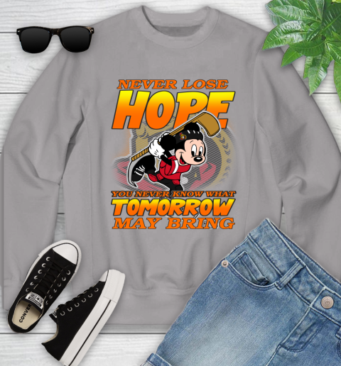 Ottawa Senators NHL Hockey ootball Mickey Disney Never Lose Hope Youth Sweatshirt - Image 4