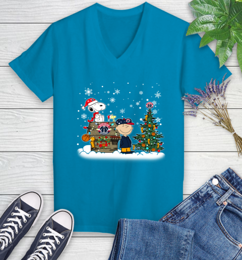 Washington Wizards NBA Basketball Christmas The Peanuts Movie Snoopy Championship Women's V-Neck T-Shirt 7