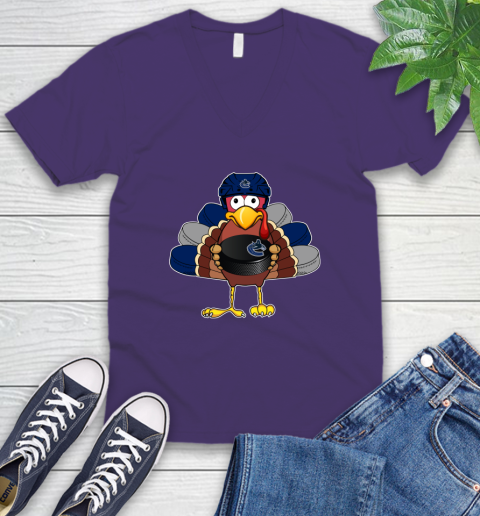 Vancouver Canucks Turkey Thanksgiving Day V-Neck T-Shirt 10