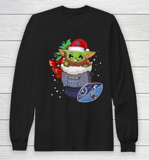 Tennessee Titans Christmas Baby Yoda Star Wars Funny Happy NFL Long Sleeve T-Shirt