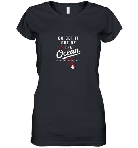 Go Get It Out Of The Ocean Baseball Tee Dodge Women's V-Neck T-Shirt