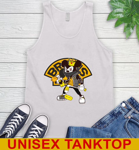 Boston Bruins NHL Hockey Mickey Peace Sign Sports Tank Top