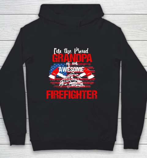 Grandpa Funny Gift Apparel  Proud Grandpa Of An Awesome Firefighter Youth Hoodie