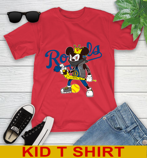 Kansas City Royals MLB Baseball Mickey Peace Sign Sports Youth T-Shirt 10