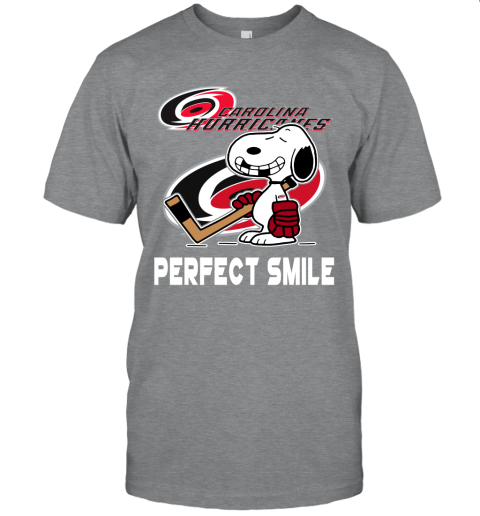 NHL Carolina Hurricanes Snoopy Perfect Smile The Peanuts Movie Hockey T  Shirt Youth T-Shirt