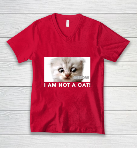 I am not a cat shirt funny video zoom call cat V-Neck T-Shirt 6