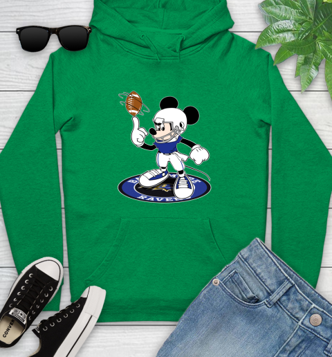 NFL Football Baltimore Ravens Cheerful Mickey Disney Shirt Youth Hoodie 7