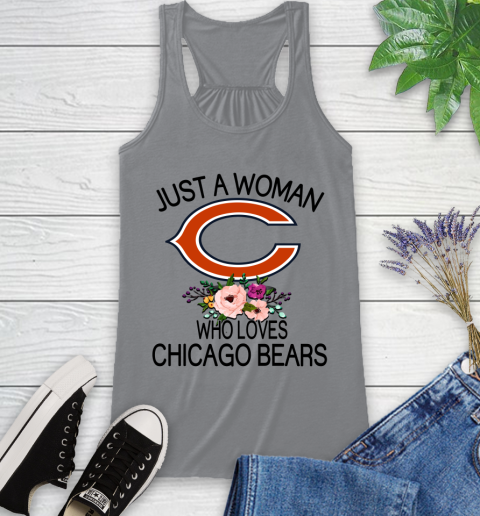 NFL Just A Woman Who Loves Chicago Bears Football Sports Racerback Tank 3