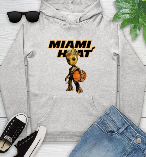 Miami Heat NBA Basketball Groot Marvel Guardians Of The Galaxy Youth Hoodie