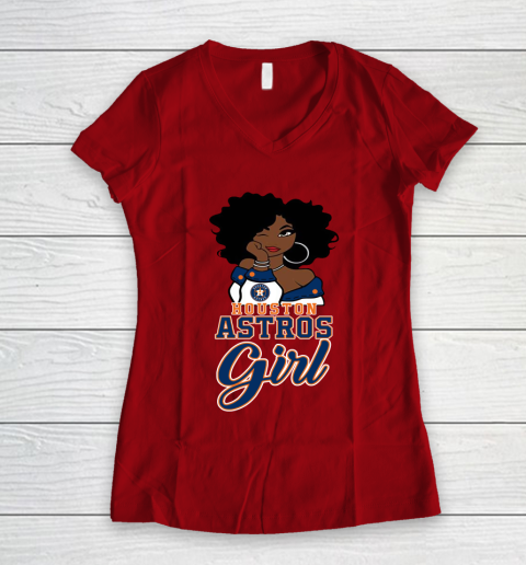 Houston Astross Girl MLB Women's V-Neck T-Shirt 10