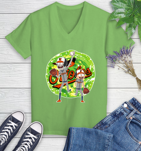 MLB Baltimore Orioles Rick And Morty Baseball Sports Women's V-Neck T-Shirt 11