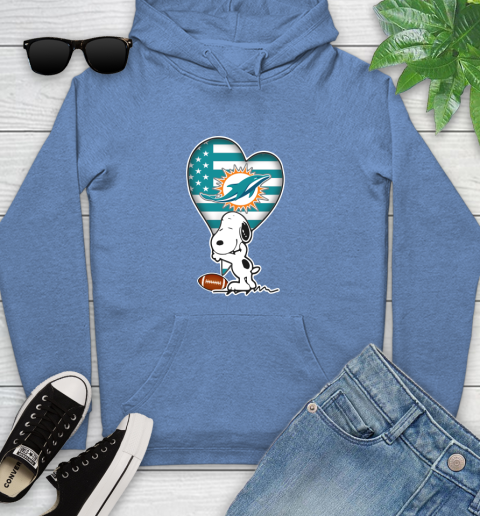 Miami Dolphins NFL Football The Peanuts Movie Adorable Snoopy Youth Hoodie 12