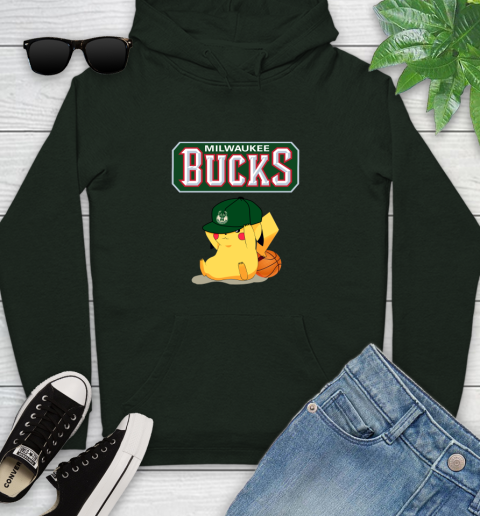 NBA Pikachu Basketball Sports Milwaukee Bucks Youth Hoodie 13