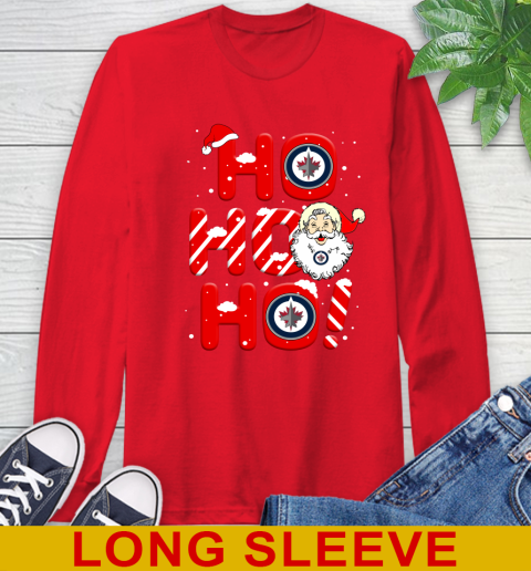 Winnipeg Jets NHL Hockey Ho Ho Ho Santa Claus Merry Christmas Shirt Long Sleeve T-Shirt 12