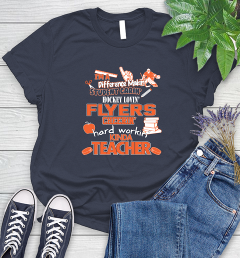 Philadelphia Flyers NHL I'm A Difference Making Student Caring Hockey Loving Kinda Teacher Women's T-Shirt 14